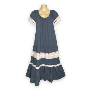 Vintage Swiss Dot Tiered Dress Puff Sleeve Hilda Hawaii Made in USA Medium